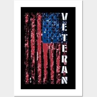 Distressed American Flag Proud Us Army Veteran Posters and Art